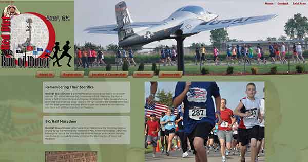 Red Dirt Run of Honor website screen shot 1920 pixels wide