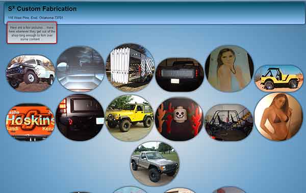 Sx Custom Fabrication website screen shot 1280 pixels wide