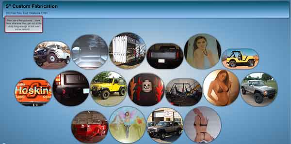 Sx Custom Fabrication website screen shot 1600 pixels wide