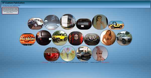 Sx Custom Fabrication website screen shot 1920 pixels wide